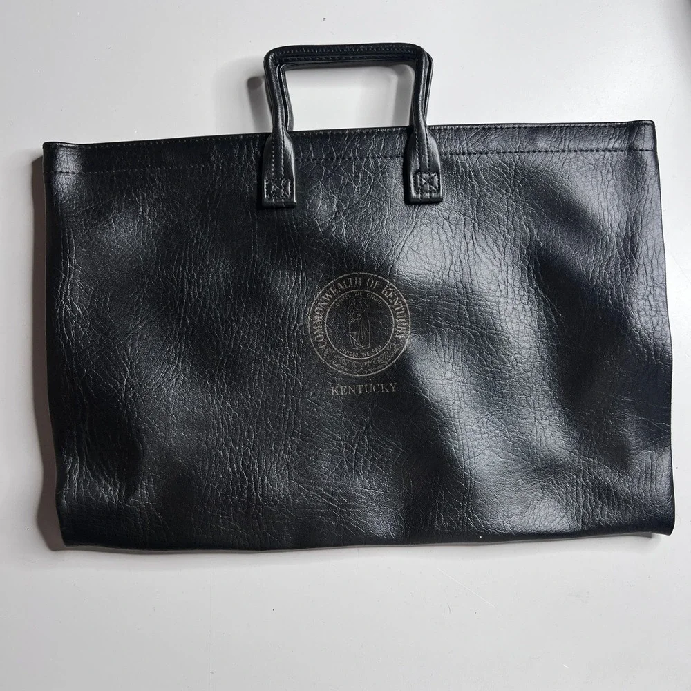 Vintage American Portfolio‎ Co Kentucky State Seal Black Briefcase Document Bag